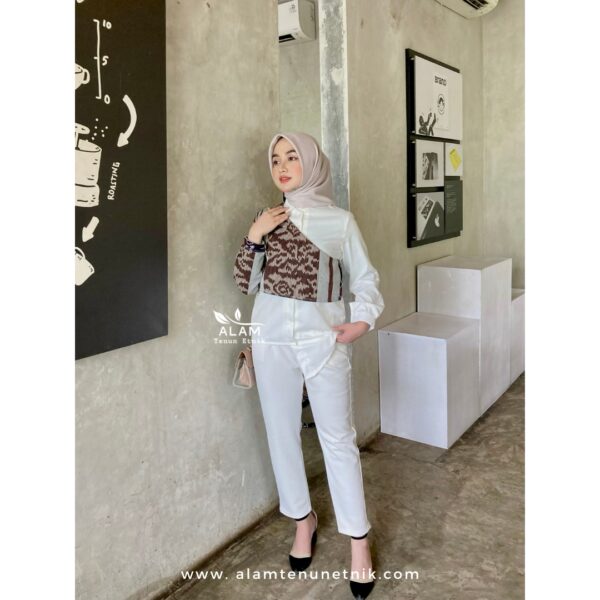 Kirana White Shirt - Mocca Flower - Image 3