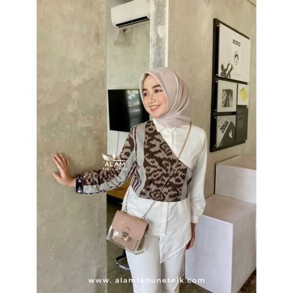 Kirana White Shirt - Mocca Flower - Image 11