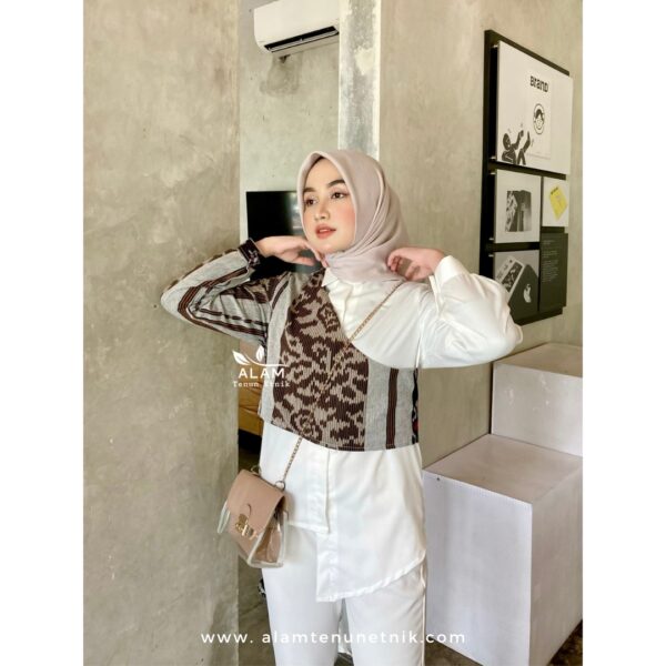 Kirana White Shirt - Mocca Flower - Image 10