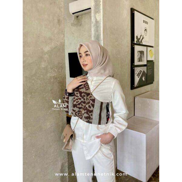 Kirana White Shirt - Mocca Flower - Image 9