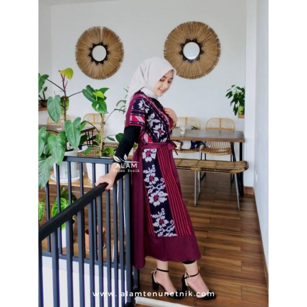 Kevia Dress Maroon Flower - Image 10