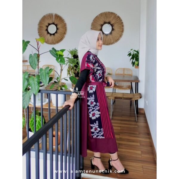 Kevia Dress Maroon Flower - Image 8