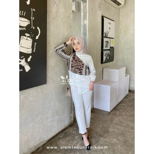 Kirana White Shirt - Mocca Flower - Image 6